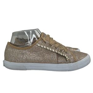 Jack Rogers Carter Gold Glitter Lace Up Sneakers SZ 7 Metallic Sparkle Comfort